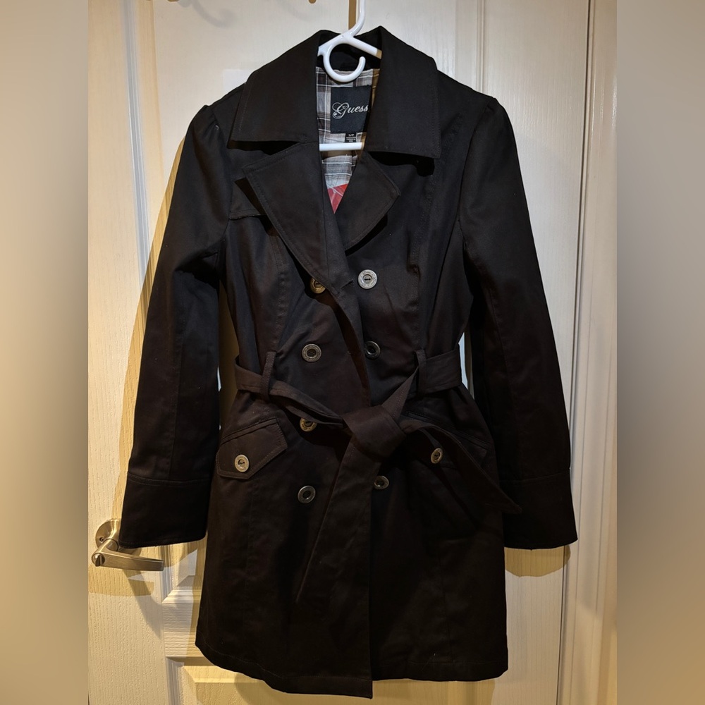 Guess Women's Small Black Trench Coat